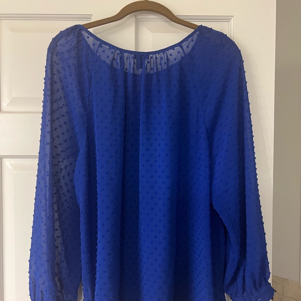 Royal blue Swiss dot top by J Crew